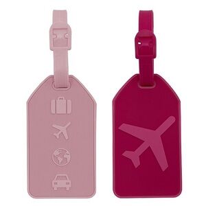 Pink Silicone Airplane Luggage Tags - Set of 2